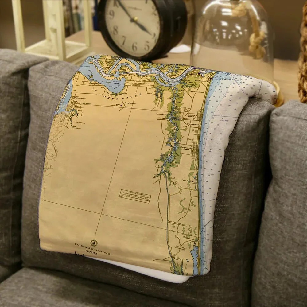 NEW without TAGS Plush Jacksonville, FL (Florida) Vintage Map Blanket